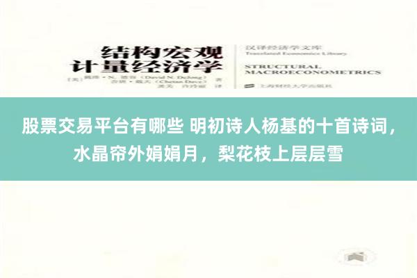 股票交易平台有哪些 明初诗人杨基的十首诗词，水晶帘外娟娟月，梨花枝上层层雪