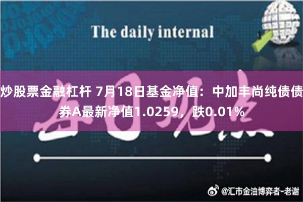 炒股票金融杠杆 7月18日基金净值：中加丰尚纯债债券A最新净值1.0259，跌0.01%