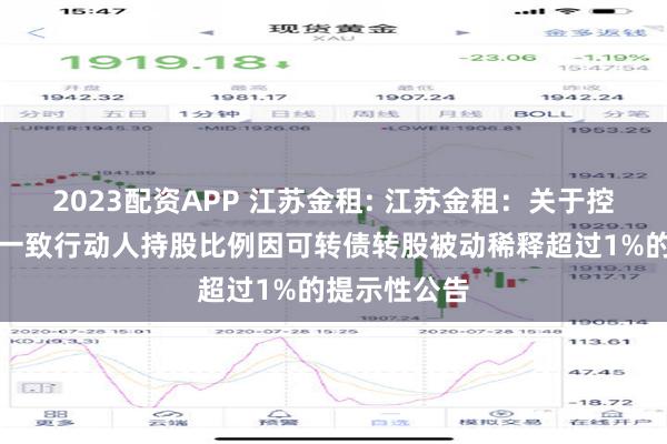 2023配资APP 江苏金租: 江苏金租：关于控股股东及其一致行动人持股比例因可转债转股被动稀释超过1%的提示性公告